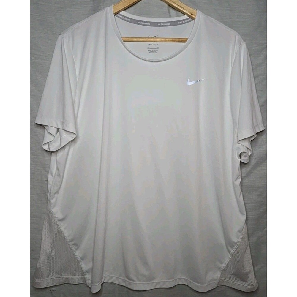 Nike Running Dri-Fit T-Shirt Spandex Workout, Sz XXL, White AV7922-100